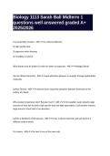 Biology 1113 Sarah Ball Midterm 1 questions well answered graded A&plus; 2025&sol;2026