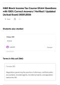 H&R Block Income Tax Course EXAM Questions with 100&percnt; Correct Answers &vert; Verified &vert; Updated &lpar;Actual Exam&rpar; 20252026
