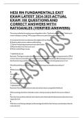 HESI RN FUNDAMENTALS EXIT EXAM LATEST 2024-2025 ACTUAL EXAM 100 QUESTIONS AND CORRECT ANSWERS WITH RATIOANLES &lpar;VERIFIED ANSWERS&rpar;