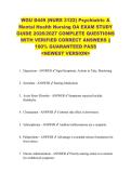 WGU D449 &lpar;NURS 3122&rpar; Psychiatric &  Mental Health Nursing OA EXAM STUDY  GUIDE 2026&sol;2027 COMPLETE QUESTIONS  WITH VERIFIED CORRECT ANSWERS &vert;&vert;  100&percnt; GUARANTEED PASS  <NEWEST VERSION> 