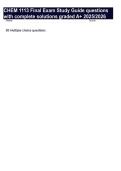 CHEM 1113 Final Exam Study Guide questions with complete solutions graded A&plus; 2025&sol;2026