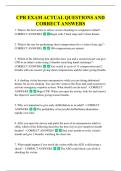 CPR EXAM ACTUAL QUESTIONS AND  CORRECT ANSWERS 