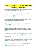 CPR EXAM ACTUAL QUESTIONS AND  CORRECT ANSWERS 