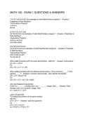 MATH 100 - EXAM 1 QUESTIONS & ANSWERS