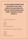 ATI TEAS NURSING ENTRANCE EXAM  2026 NEWEST ACTUAL EXAM  COMPLETE 350 QUESTIONS WITH DETAILED VERIFIED ANSWERS &lpar;100&percnt;  CORRECT ANSWERS&rpar; &sol;ALREADY  GRADED A&plus;