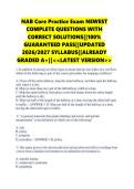 NAB CORE Practice EXAM NEWEST COMPLETE QUESTIONS WITH CORRECT SOLUTIONS&vert;&vert;100&percnt; GUARANTEED PASS&vert;&vert;UPDATED 2026&sol;2027 SYLLABUS&vert;&vert;ALREADY GRADED A&plus;&vert;&vert;<<LATEST VERSION>>