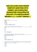 NAB NHA&sol;CORE EXAM NEWEST COMPLETE QUESTIONS WITH CORRECT SOLUTIONS&vert;&vert;100&percnt; GUARANTEED PASS&vert;&vert;UPDATED 2026&sol;2027 SYLLABUS&vert;&vert;ALREADY GRADED A&plus;&vert;&vert;<<LATEST VERSION>>