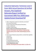 Industrial Hydraulics Technician Level 2 Exam With Actual Questions & Verified Answers&comma; Plus Explained Rationales&sol;Expert Verified For Guaranteed 100&percnt; Pass 2026&sol;Latest Update&sol;Instant Download Pdf
