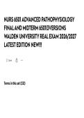 NURS 6501 ADVANCED PATHOPHYSIOLOGY FINAL AND MIDTERM 6501-3VERSIONS WALDEN UNIVERSITY REAL EXAM 2026-2027 LATEST EDITION NEW&excl;&excl;&excl;
