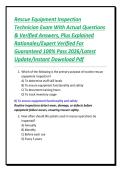 Rescue Equipment Inspection Technician Exam With Actual Questions & Verified Answers&comma; Plus Explained Rationales&sol;Expert Verified For Guaranteed 100&percnt; Pass 2026&sol;Latest Update&sol;Instant Download Pdf