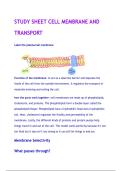 STUDY SHEET CELL MEMBRANE AND TRANSPORT