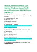 Structural Pest Control Technician Exam  Questions With Correct Answers &lpar;Verified  Answers&rpar; Plus Rationales 2026 Q&A &vert; Instant  Download Pdf 