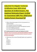 Industrial Fire Brigade Technician Certification Exam With Actual Questions & Verified Answers&comma; Plus Explained Rationales&sol;Expert Verified For Guaranteed 100&percnt; Pass 2026&sol;Latest Update&sol;Instant Download Pdf