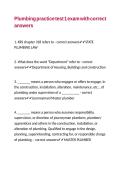 Plumbing practice test 1 exam with correct answers
