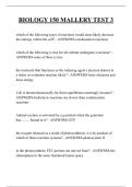 BIOLOGY 150 MALLERY TEST 3 QUESTIONS AND ANSWERS 2026