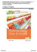 Test Bank -  Pharmacology Clear and Simple&colon; A Guide to Drug Classifications and Dosage Calculations Fourth Edition by Cynthia J&period; Watkins &vert; All Chapters 1-21&period;