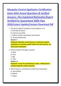 Mosquito Control Applicator Certification Exam With Actual Questions & Verified Answers&comma; Plus Explained Rationales&sol;Expert Verified For Guaranteed 100&percnt; Pass 2026&sol;Latest Update&sol;Instant Download Pdf