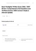 Basic Firefighter Written Exam&colon; 2026 &sol; 2027 Review &vert; Comprehensive Test Questions and Verified Answers &vert; 100&percnt; Correct &vert; Grade A &lpar;Newest Update&rpar;