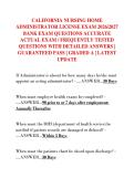 CALIFORNIA NURSING HOME  ADMINISTRATOR LICENSE EXAM 2026&sol;2027  BANK EXAM QUESTIONS ACCURATE  ACTUAL EXAM &sol; FREQUENTLY TESTED  QUESTIONS WITH DETAILED ANSWERS &vert;  GUARANTEED PASS &vert; GRADED A &vert; LATEST  UPDATE