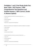 Firefighter 1 and 2 Final Study Guide Test Bank&colon; 2026 &sol; 2027 Review &vert; 1800 Comprehensive Test Questions and Verified Answers &vert; 100&percnt; Correct &vert; Grade A &lpar;Newest Update&rpar;