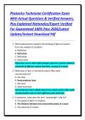 Photonics Technician Certification Exam With Actual Questions & Verified Answers&comma; Plus Explained Rationales&sol;Expert Verified For Guaranteed 100&percnt; Pass 2026&sol;Latest Update&sol;Instant Download Pdf