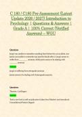 C 180 &sol; C180 Pre-Assessment &lpar;Latest Update 2026 &sol; 2027&rpar; Introduction to Psychology &vert; Questions & Answers &vert; Grade A &vert; 100&percnt; Correct &lpar;Verified Answers&rpar; &ndash; WGU