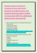Bowling Equipment Mechanic Certification Exam With Actual Questions & Verified Answers&comma; Plus Explained Rationales&sol;Expert Verified For Guaranteed 100&percnt; Pass 2026&sol;Latest Update&sol;Instant Download Pdf