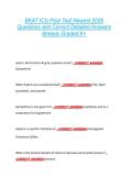 BKAT ICU Post Test Newest 2026  Questions and Correct Detailed Answers  Already Graded A&plus; 