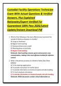 Custodial Facility Operations Technician Exam With Actual Questions & Verified Answers&comma; Plus Explained Rationales&sol;Expert Verified For Guaranteed 100&percnt; Pass 2026&sol;Latest Update&sol;Instant Download Pdf