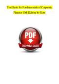 Test Bank for Fundamentals of Corporate Finance 10th Edition by Ross &vert; Complete Questions & Answers PDF