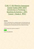 C180 &sol; C 180 Objective Assessment &lpar;Latest Update 2026 &sol; 2027&rpar; Introduction to Psychology &vert; Questions & Answers &vert; 100&percnt; Correct &vert; Grade A - WGU