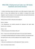 Package deal for WGU D352 Employment and Labor Law Study Guide Western Governors University 2026&sol;2027 &ndash; Complete Solutions