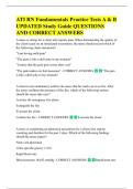 ATI RN Fundamentals Practice Tests A & B  UPDATED Study Guide QUESTIONS  AND CORRECT ANSWERS 