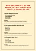 Florida Public Adjuster &lpar;3-20&rpar; Test  Exam Questions And Correct Answers &lpar;Verified Answers&rpar; Plus Rationales 2026 Q&A&period;