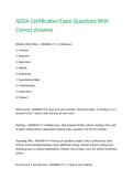 ADDA Certification Exam Questions With Correct Answers 