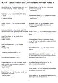 HOSA - Dental Science Test Questions and Answers Rated A