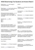HOSA Biotechnology Test Questions and Answers Rated A