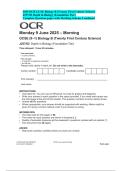 OCR GCSE Biology 2025  J257&sol;02 Question Paper Mark Scheme  Biology Foundation Tier Past Papers