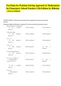 Test Bank for Problem Solving Approach to Mathematics for Elementary School Teachers 12th Edition by Billstein &ndash; &lpar;Newest Edition&rpar;