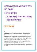 Lippincott Q&A Review for NCLEX-RN Test Bank &lpar;14th Ed&rpar; &vert; Billings & Hensel &vert; NCLEX-RN Practice Questions with Rationales
