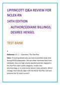 Lippincott Q&A Review for NCLEX-RN Test Bank &lpar;14th Ed&rpar; &vert; Billings & Hensel NCLEX Practice Questions with Rationales