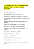 OSHA 1926 Subpart Quiz Latest Exam Updated 100&percnt; Correct Answers Passed&excl;&excl;&excl;