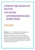 Lippincott Q&A Review for NCLEX-RN Test Bank &lpar;14th Ed&rpar; &vert; Billings & Hensel NCLEX-RN Practice Questions with Rationales