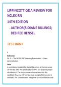 Lippincott Q&A Review for NCLEX-RN Test Bank &lpar;14th Ed&rpar; &vert; Billings & Hensel &vert; NCLEX-RN Practice Questions & Rationales
