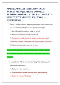 MARYLAND STATE INSPECTION EXAM  ACTUAL PREP QUESTIONS AND WELL  REVISED ANSWERS - LATEST AND COMPLETE  UPDATE WITH VERIFIED SOLUTIONS &ndash;  ASSURES PASS