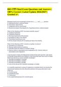 BIO 155 Final Exam Questions and Answers &vert; 100&percnt; Correct &vert; Latest Update 2026&sol;2027 &vert; Graded A&plus;&period;