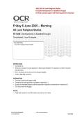OCR AS Level Religious Studies 2025 H173&sol;06 Developments in Buddhist Thought &vert; Real Exam Format Question Paper with Marking Scheme