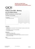 OCR AS Level Religious Studies 2025 H173&sol;03 Developments in Christian Thought &vert; Real Exam Format Question Paper with Marking Scheme