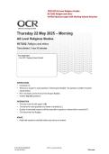 OCR AS Level Religious Studies 2025 H173&sol;02 Religion and Ethics &vert; Real Exam Format Question Paper with Marking Scheme