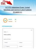 UCVTS Admissions Exam &vert; Actual Questions and Answers Latest Updated 2026&sol;2027 &lpar;Graded A&plus;&rpar;